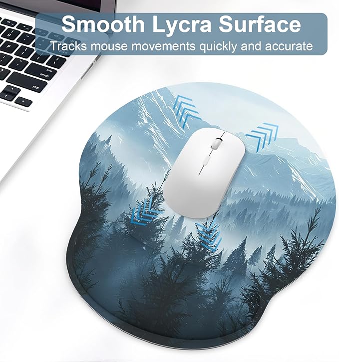 Ergonomic Mouse Pad with Wrist Rest and Keyboard Wrist Rest, Mousepad and Wrist Rest for Computer Keyboard, Pain Relief, Non-Slip Rubber Base, Mouse Pad with Wrist Support for Gaming, Cloud Forest