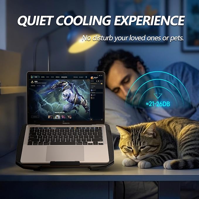 Laptop Cooling Pad for Computer Laptop Cooler for 12-15.6 Inch Notebooks, Laptop Cooling Stand with 5 Quiet Fans, 5 Height Adjustable,2 USB Ports, Phone Stand