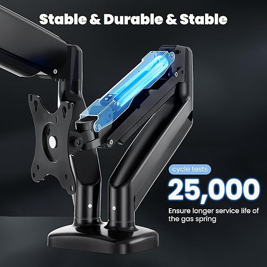 DUMOS Dual Monitor Stand for Desk, Gas Spring Monitor Arm for 2 Monitors Max 32 Inches, Fully Adjustable Double Monitor Mount, VESA Mount with C-Clamp/Grommet Base, Holds Screen 17.6 lbs