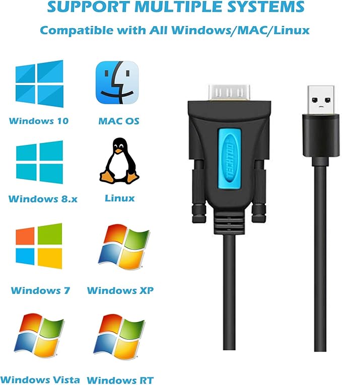 USB 2.0 to Serial Adapter USB RS232 Cable Converter DB9 with Prolific Chip Gold Plated for Win10/8.1/8/7/Vista/XP/2000/Andorid/Linux/Mac OS X10.6 & Above (Prolific-6ft)