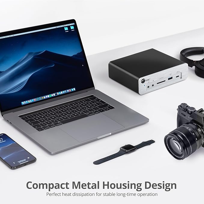 SIIG 8K Thunderbolt 3 Laptop Docking Station, Dual M.2 NVMe Slot, 96W PD Charging, DisplayPort 1.4 SD Card Reader, 2X USB 10G Ports, 2X USB 5G Ports, Gigabit Ethernet, TAA Compliant (JU-DK0K11-S1)
