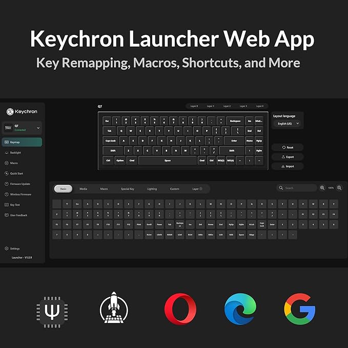 Keychron Q7 Wired Custom Mechanical Keyboard, 70% Layout QMK/VIA Programmable Macro with Hot-swappable Gateron G Pro Brown Switch Double Gasket Compatible with Mac Windows Linux (Black - New)