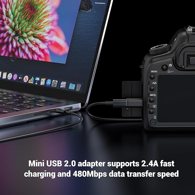 USB Mini Adapter,USB-C to Mini-USB Adapter, Type C Female to Mini USB 2.0 Male Converter Connector Support Charge & Data Sync for GPS Receiver/Digital Camera/Dash Cam/MP3 Player etc.(5 Pack)
