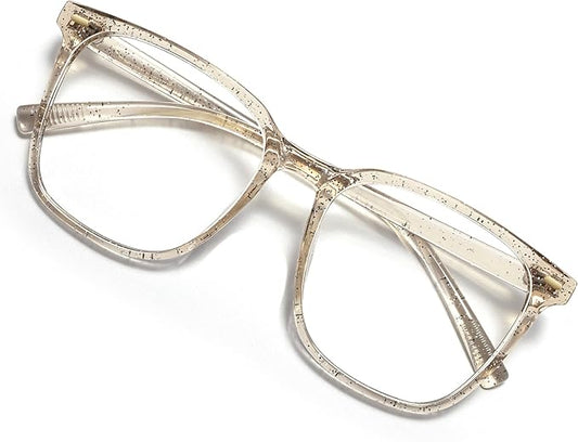 Oversized Square Blue Light Blocking Glasses for Women Men, Anti-Fatigue Computer Monitor Glasses Reduce Eye Strain