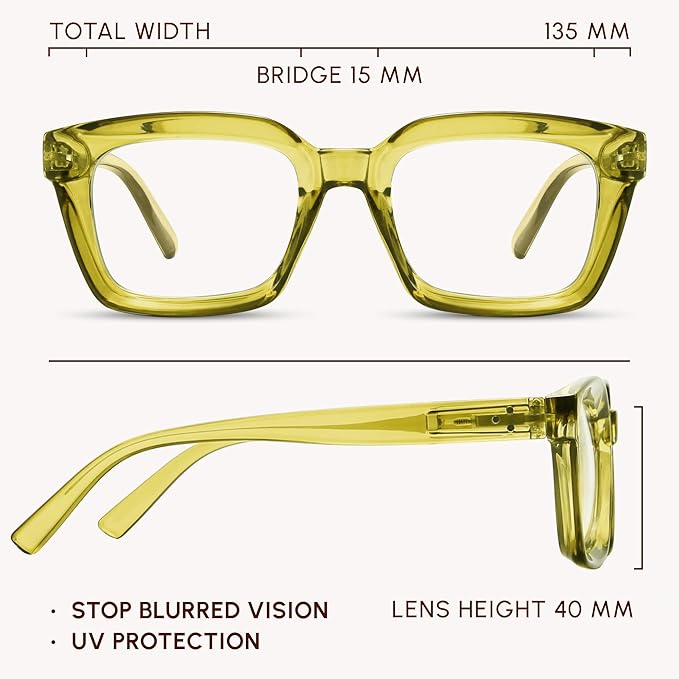 IBOANN Oversized Blue Light Glasses for Woman, Funky Fashion Glasses With Preppy Look, Reduce Screen Fatigue Computer Glasses