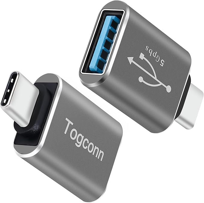 USB-C to USB A Adapter (2 Pack), [Slim Design, Side-by-Side Use] USB Type-C to A OTG Converter, USB C (Male) to USB A 2.0 (Female) Connector for MacBook Pro, iPhone 15, iPad Pro, Galaxy S23, Dell XPS
