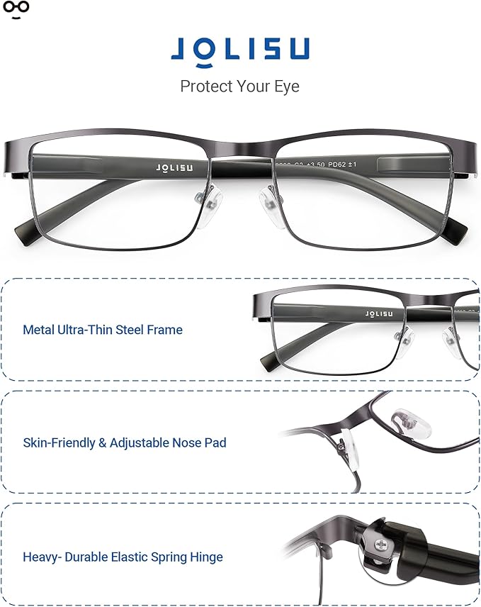 3PCS Blue Light Glasses Men - Bluelight Blocking Computer Metal Thin Frame For Mens/Women