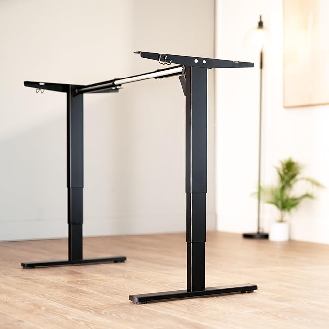 VIVO Electric Stand Up Desk Frame Workstation with Memory Touch Pad, Single Motor Ergonomic Standing Height Adjustable Base, Black, DESK-V102E