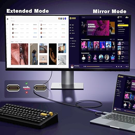 Active HDMI to DisplayPort Cable,（4K@60Hz,1080P@120Hz） 6FT Uni-Directional HDMI (Source) to DP (Display) Braided Cord Compatible with PC,Laptop,AMD,NVIDIA,PS5,Xbox