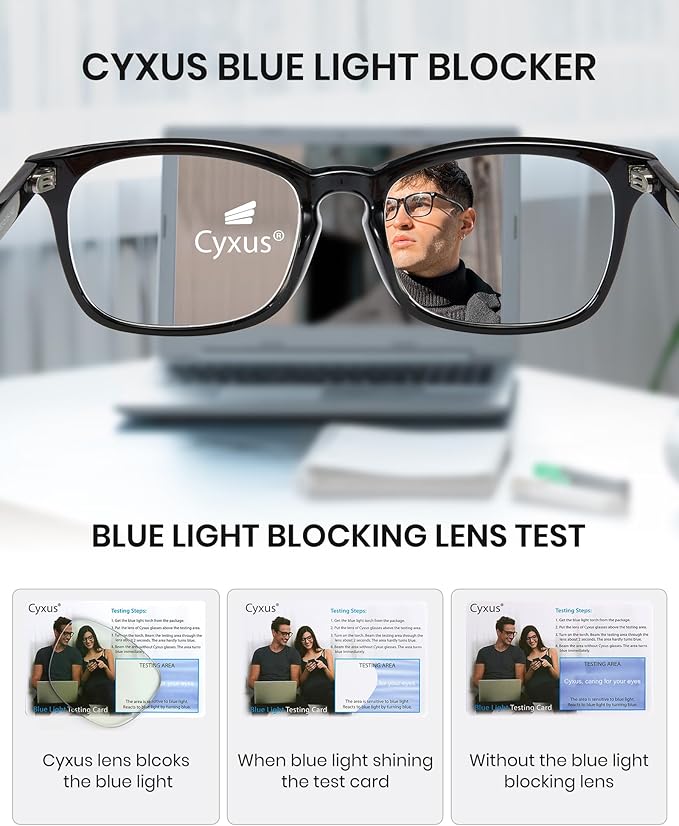 Cyxus Blue Light Glasses Men Women Reduce Eye Strain UV Blocking for Office Work Computer Screen 8082