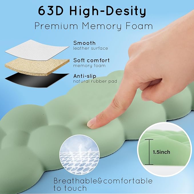 Cloud Wrist Rest for Keyboard & Mouse - Non-Slip Base, Extended Memory Foam, Ergonomic Design for Office & Gaming