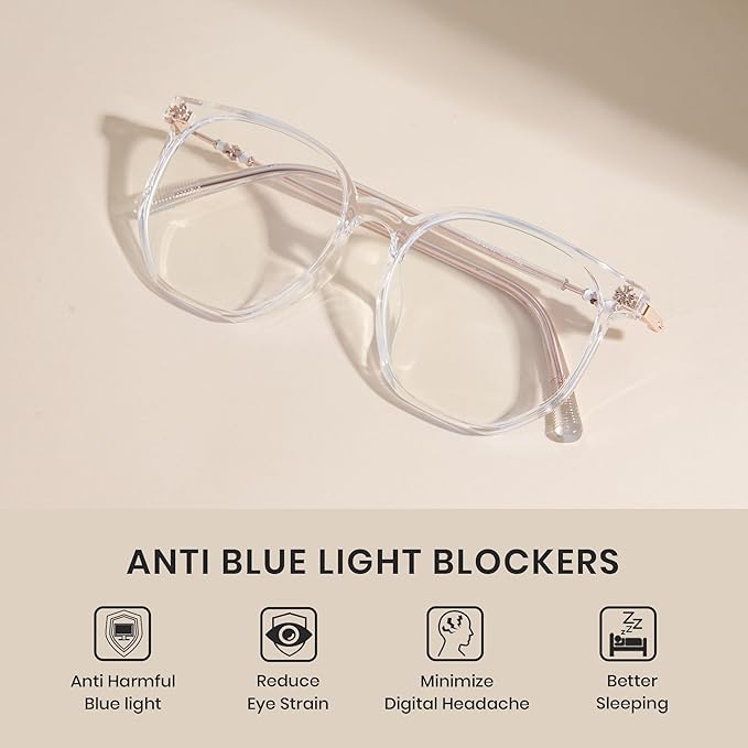 Cyxus Retro Blue Light Glasses Men - Square TR90 Metal Blowline Frame Stylish Trendy for Computer Daily Work 8252