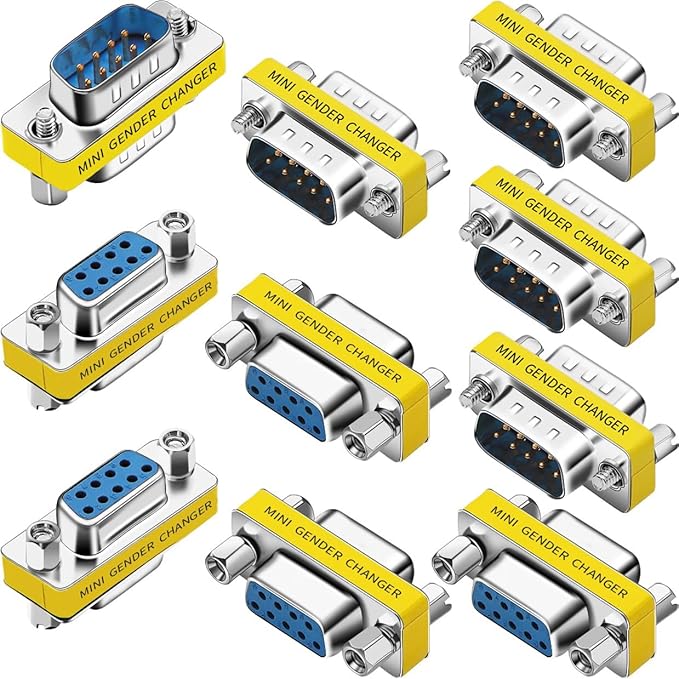 10-Pack 9Pin RS232 Serial Cable DB9 Male to Male/Female to Female Mini Gender Changer Adapter Coupler Connector