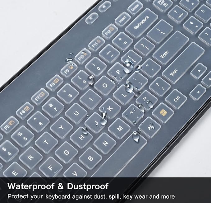 Keyboard Cover Skin for Logitech K360 MK360 Wireless Keyboard, Logitech K360 MK360 Waterproof Silicone Keyboard Protector, Clear
