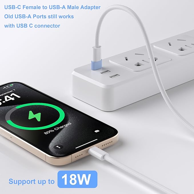 USB to USB C Adapter 3 Pack, Type C Female to A Male Car Charger OTG Converter for Apple Watch Ultra 8 9 10,iPhone 15/16/17 Pro Max,Galaxy S25/S24, MacBook, iPad, AirPods,Pixel,PS4(Blue)