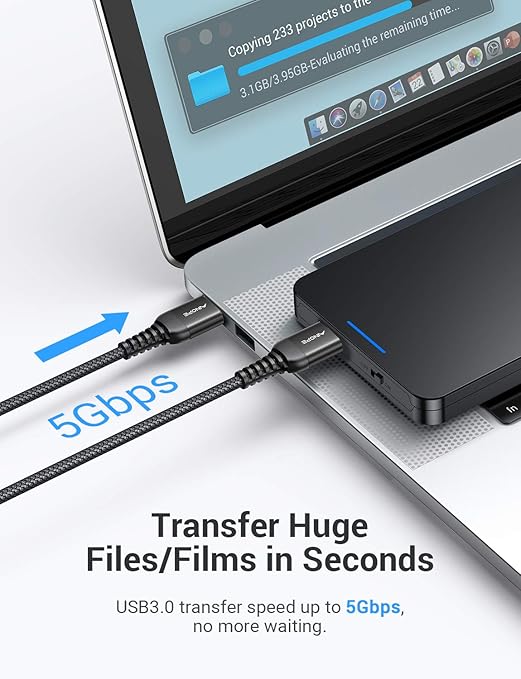 AINOPE USB to USB Cable, USB 3.0 A to A Male to Male Cable [Never Rupture] Double End Type A Cord Compatible with Hard Drive Enclosures, KVM, DVD Player, TV, Laptop Cooler,3.3Ft/Black, 2 Pack
