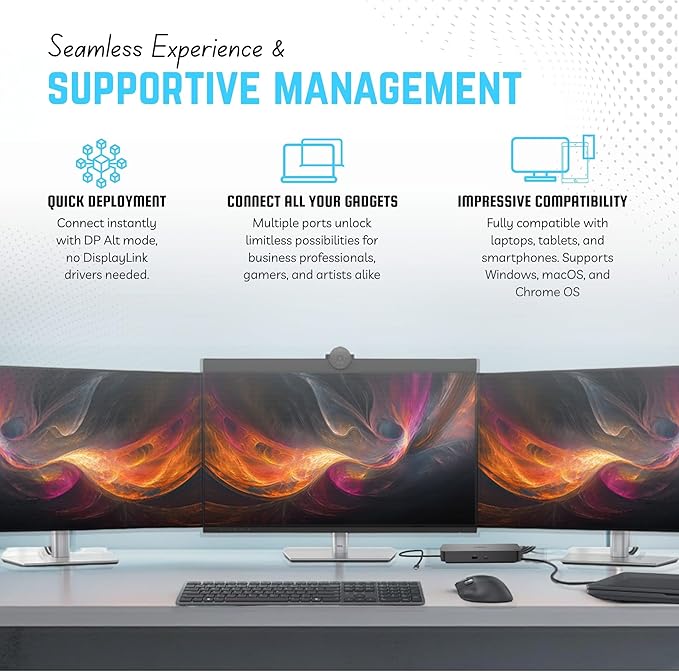 Dell Pro Smart Dock SD25-3 Year Warranty - 10Gbps, Supports Dual/Triple Monitors & 4K Displays with 180W Power Supply, HDMI, DisplayPort, USB C Cable, Cloth - Docking Station
