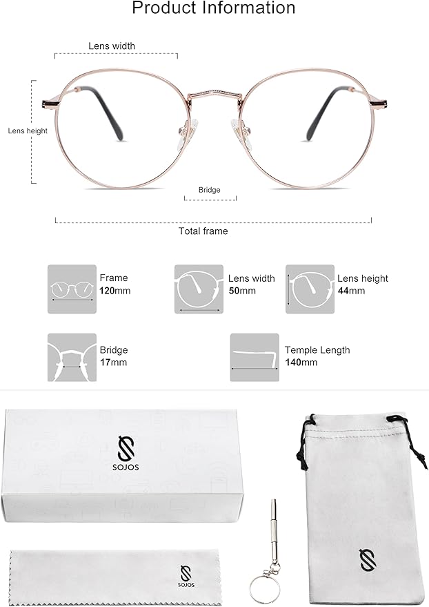 SOJOS Blue Light Blocking Computer Glasses Round Eyewear Anti Blue Light Lens Preppy Chic SJ5024B