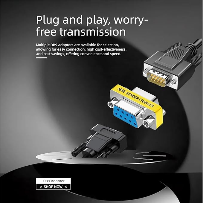 db9 Connector Null Modem Adapter，9-Pin Serial vga Adapter RS232 db9 Gender Changer,for Computer and Industrial Device Data Transfer(M-M (5P))