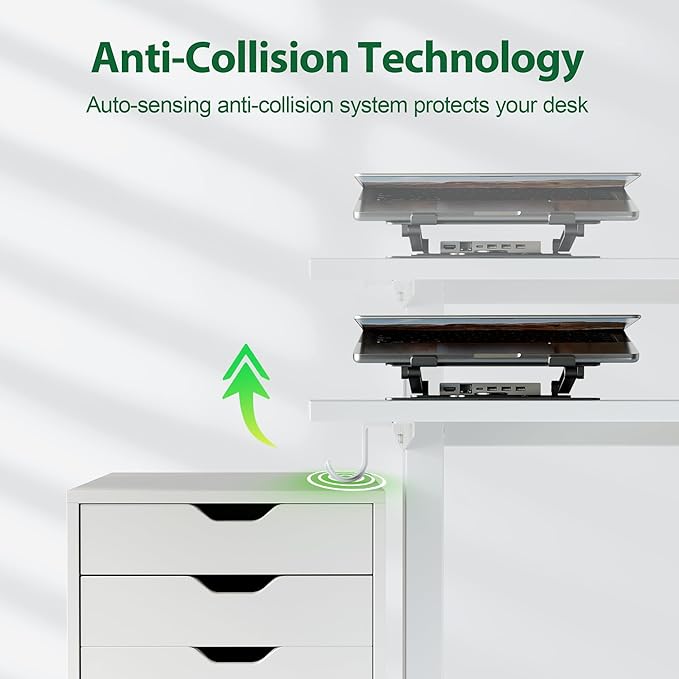 Agilestic Electric Standing Desk, 63 x 24 Inches Height Adjustable Desk, Sit Stand up Desk for Work Office Home, Splice Board, White