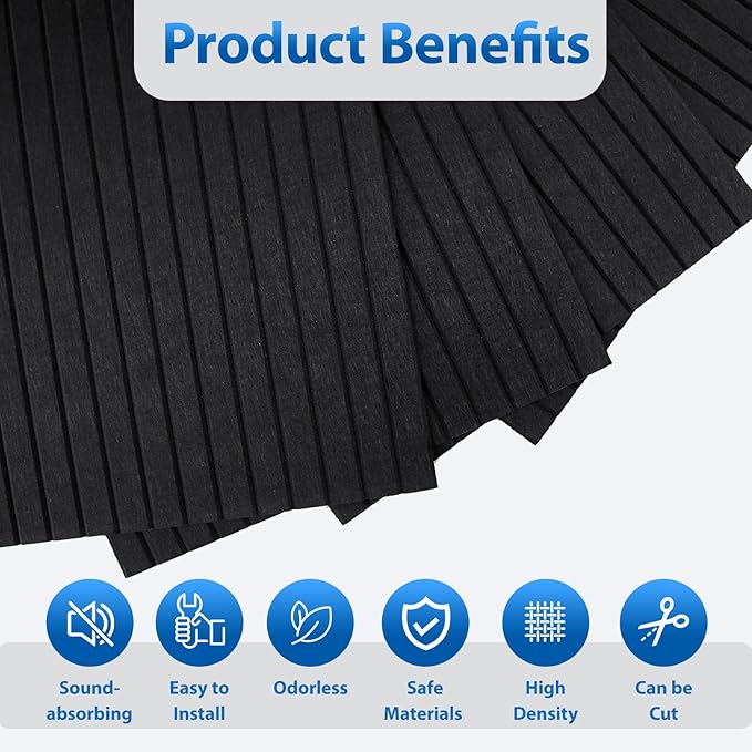 10 Pack Acoustic Panels,48"*24"*0.47"Self-Adhesive Soundproof Wall Panels,High Density Sound Proof panels for Walls, Office, Reccording Studio, Home,Ceiling-Black