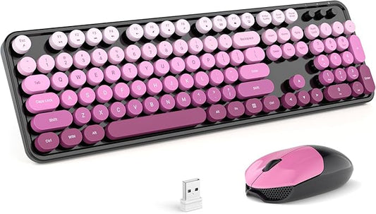 KNOWSQT Wireless Keyboard and Mouse Combo - Blackpink-Gradient Colorful 2.4G Typewriter Full-Size Cute Keyboards - USB Receiver Plug and Play, for Computer, PC, Laptop, Desktop, Windows