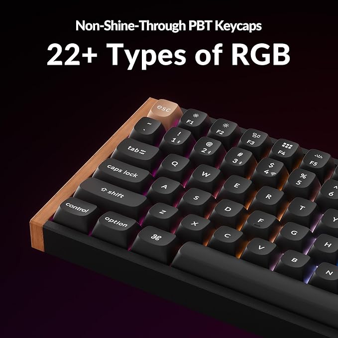 Keychron K4 HE – 96% Compact Hall Effect Wireless Mechanical Keyboard with Number Pad, Magnetic Switch, Rapid Trigger, Custom RGB, QMK/VIA, 2.4GHz/BT5.2/Wired, for Mac/Windows/Linux, Wood Frame, Black