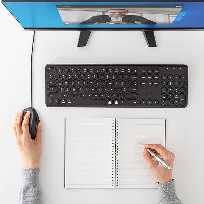 SANWA Wired Left Handed Ergonomic Mouse, Optical Vertical Mice for Small Hands, Reduce Wrist Strain,1000/1600/2400/3200 DPI, 6 Buttons, Compatible with Laptop, Desktop, Windows, Mac, Black