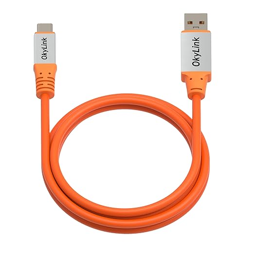 OkyLink 5ft (1.5M) USB 3.2 Gen 2 Type A to Type C Male to Male Cable - 10Gbps Long Range, Orange