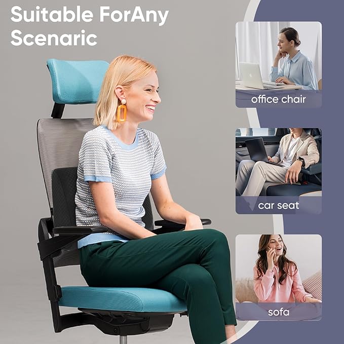 Extra Large Lumbar Support Pillow for Recliner, 20"x14"x5.5" Back Support Cushions with Back Strap, 100% Foam High Supportive, Durable, Black