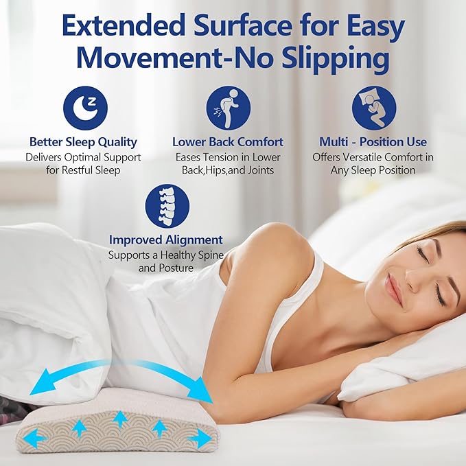 Cozyhealth Lumbar Support Pillow for Sleeping Memory Foam Lumbar Support Cushion for Lower Back Pain Relief, Back Support Bed Pillow Waist Support (Small)