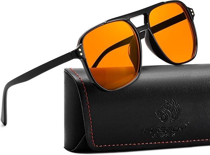 FEISEDY Amber Blue Light Glasses for Computer Gaming Orange/Yellow lens Anti Eyestrain Sleep Glasses G2835