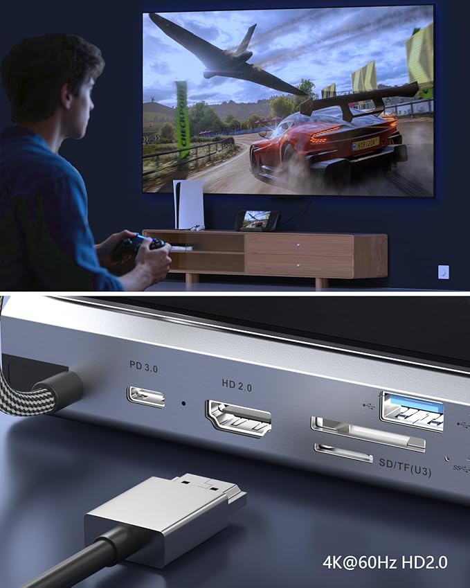 Dual Cooling Fans 13 in 1 Steam Deck Docking Station with 4K@60Hz 5 USB Ports,1000Mbps,SD/TF Slot,USB-C 100W PD, 40Gbps Adapter for Steam Deck/Rog Ally/Switch/Legion Go