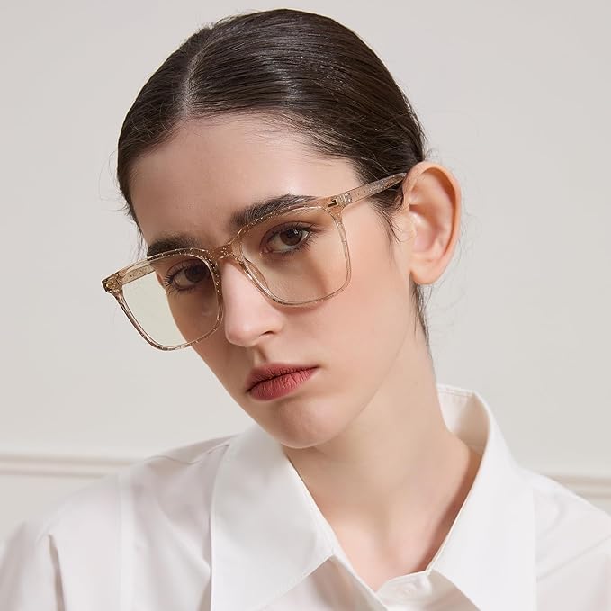Oversized Square Blue Light Blocking Glasses for Women Men, Anti-Fatigue Computer Monitor Glasses Reduce Eye Strain