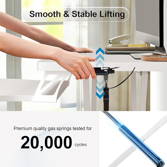 Standing Desk Converter 32 inch Height Adjustable Sit to Stand Up Desk Tabletop Dual Monitor and Laptop Workstation for Home Office with Wide Keyboard Tray Spacious 2-Tier Desktop White