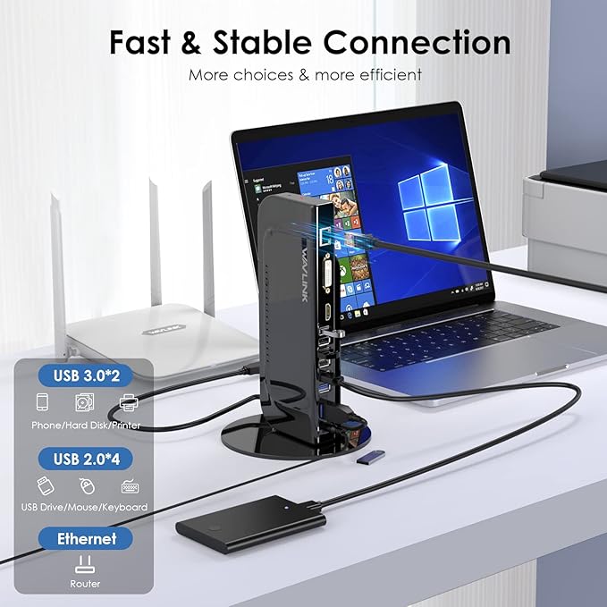 Docking Station Dual Monitor, WAVLINK 13-in-1 USB C Docking Station for M1/M2 Mac, Windows, Thunderbolt 3&4, USB4 (Dual Video: HDMI and DVI/VGA/HDMI, Gigabit Ethernet, Audio, Mic, 6 USB Ports)