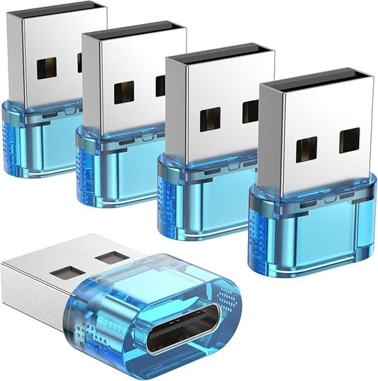 Fidioto USB Male to Type C Adapter 5 Packs,USB to USB C Super Fast Charging Transfer and OTG Function, A to C Adapter Compatible with iPhone15/16/17 Plus Pro Max/iPad Pro Air 4 Mini 6 etc
