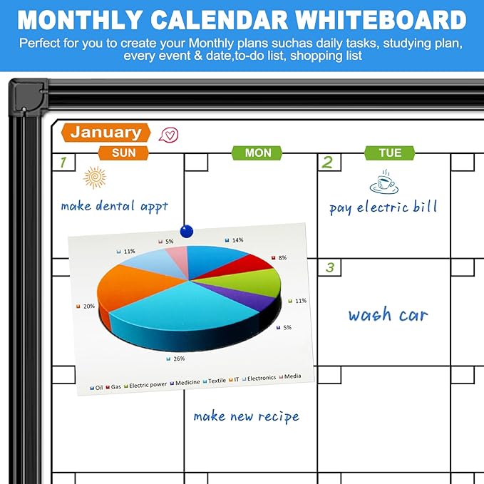 12 Month Calendar Whiteboard for Wall, 72" x 40" Large Wall Calendar Dry Erase with Tray, Magnetic Dry Erase Calendar for Wall Mounted Bulletin Board for Home Classroom Office Organization