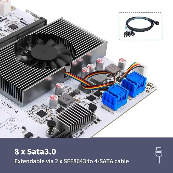 8-Bay NAS Mini ITX 10Gbps NAS Motherboard Adaptable to Support 8sata One 10Gbps Electrical Port Two 2.5G Electrical Ports Two m.2 nvme Two pcie3.0 Type-c 10Gbps (N150+2x8643)