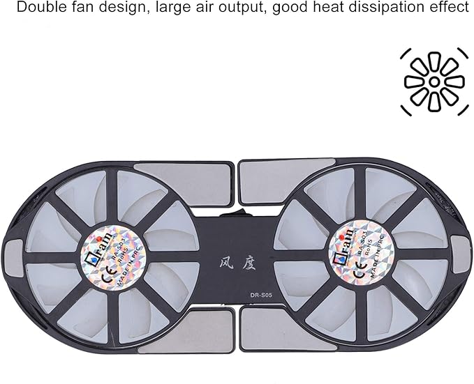 Laptop Cooler Cooling Pad,Portable USB Powered,4Color Laptop Cooling Pad,Foldable Notebook Cooler DualFan,Large Air Volume Radiator Heat Sink,with Blue LED Light(Black)