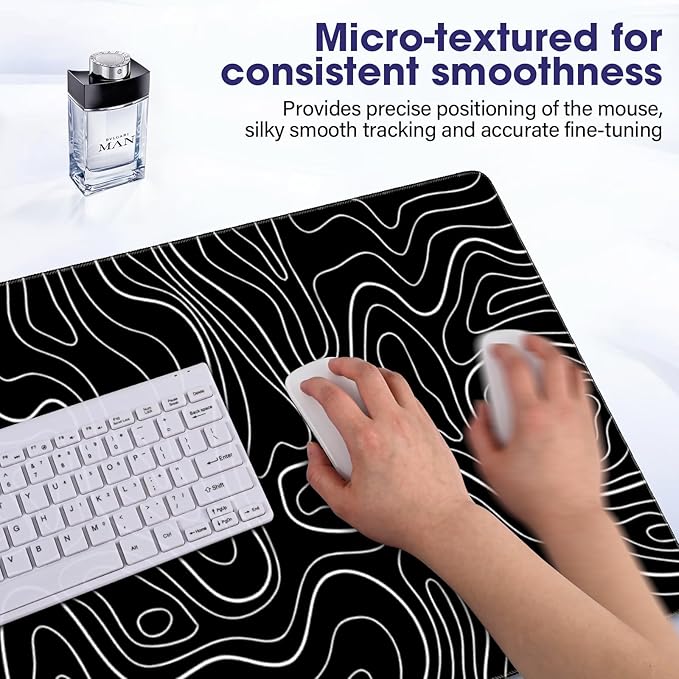 Waterproof Large Gaming Mouse Pad – 35.4" x 15.7" Full Desk Mat, Non-Slip Rubber Base, Stitched Edges, Durable Surface for Esports, Office, Home