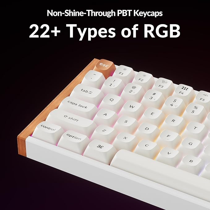 Keychron K4 HE – 96% Compact Hall Effect Wireless Mechanical Keyboard with Number Pad, Magnetic Switch, Rapid Trigger, Custom RGB, QMK/VIA, 2.4GHz/BT5.2/Wired, for Mac/Windows/Linux, Wood Frame, White