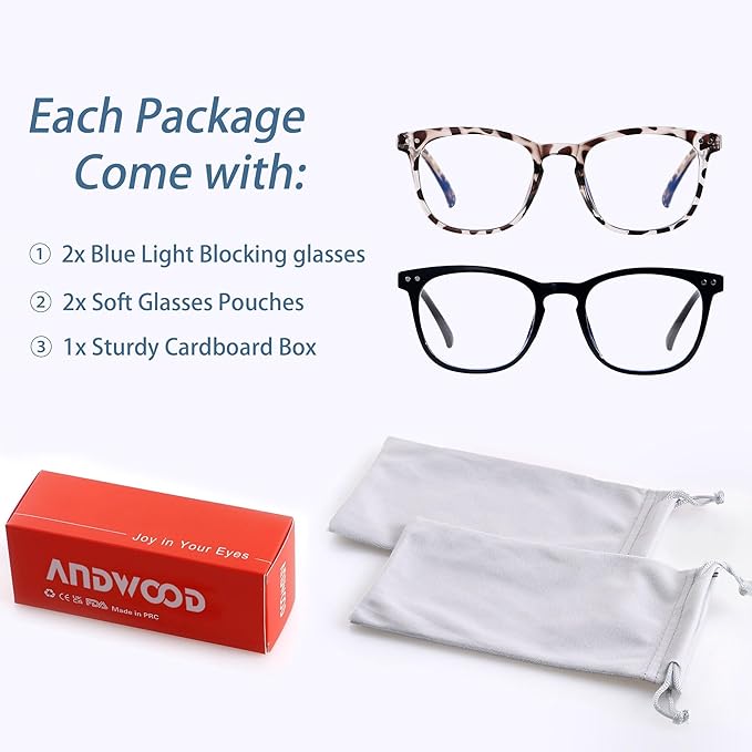 ANDWOOD Blue Light Blocking Glasses Women Men Computer Small Face Clear Bluelight Blocker Eyeglasses Frame