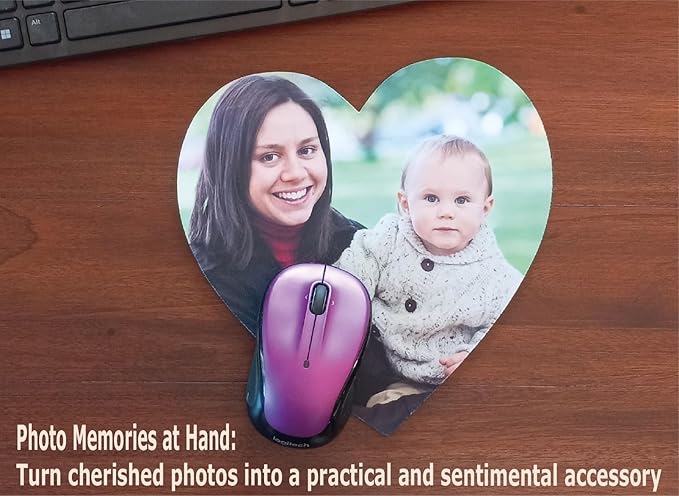 Personalized Mouse Pad - Add Pictures, Text, Logo or Art Design and Make Your Own Customized Mousepad. Each Custom Mouse Mat Comes in a Colorful Gift Bag. Personalized Your Gaming Mousepad (Heart)