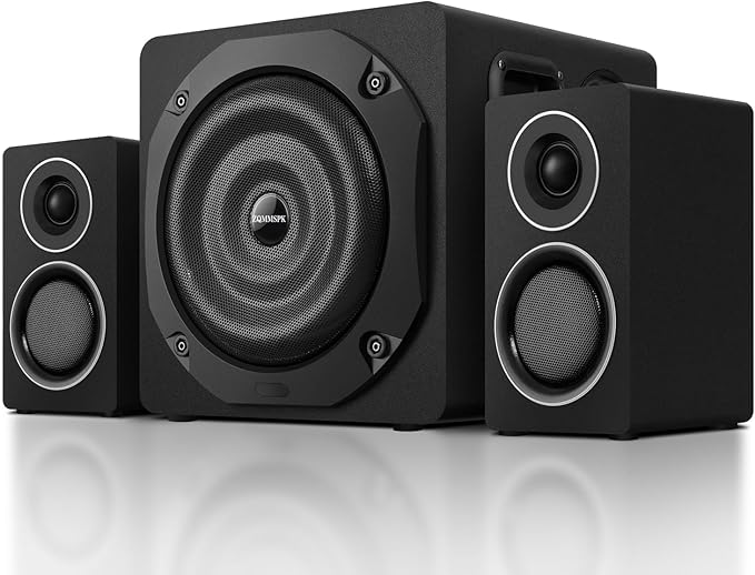 Computer Speakers with Subwoofer, 2.1 Gaming Speaker System for Desktop PC, 100W RMS, 6.5" Deep Bass, Bluetooth 5.3, AUX/RCA/Optical/Coaxial, Surround Sound for PC/Monitor/TV - Black
