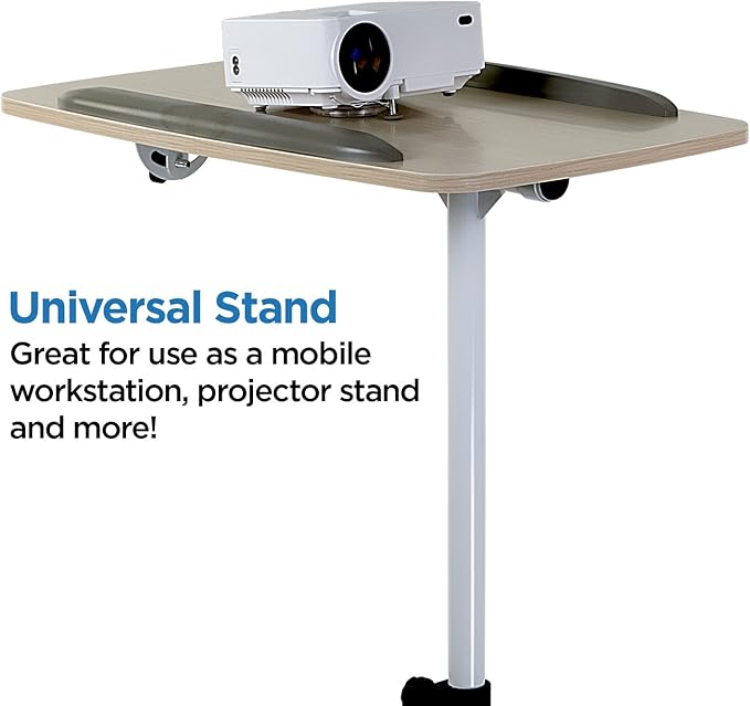 Mount-It! Rolling Laptop Stand Desk with Wheels - Height Adjustable 23.5"–39" Mobile Standing Desk, Over Bed Hospital Tray Table, Teacher Podium, Projector Stand, Tilting Surface, Lockable Casters