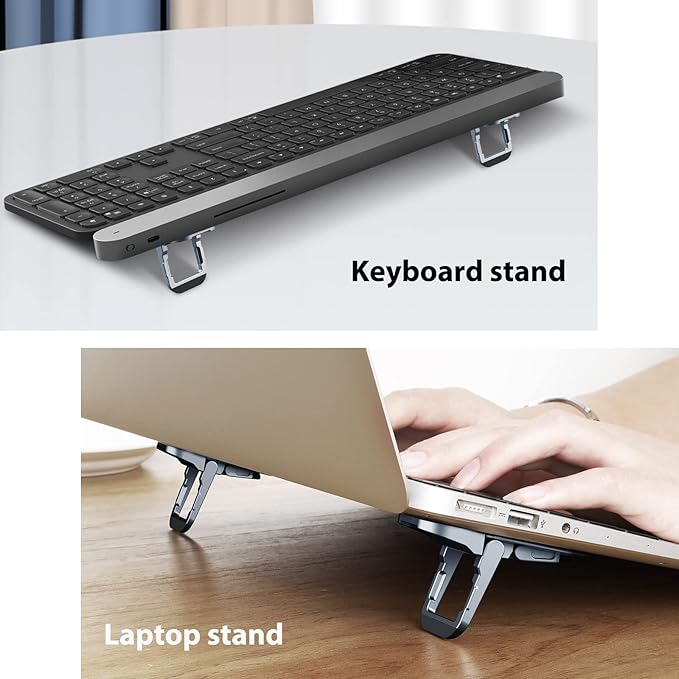Nillkin Portable Laptop Stand with 3 Adjustable Angles, Flip Keyboard Riser Feet for Most Keyboards, Computer Keyboard Stand for Desktop, MacBook, HP and Other 10-17 Inches Laptop Feet Riser, Gray
