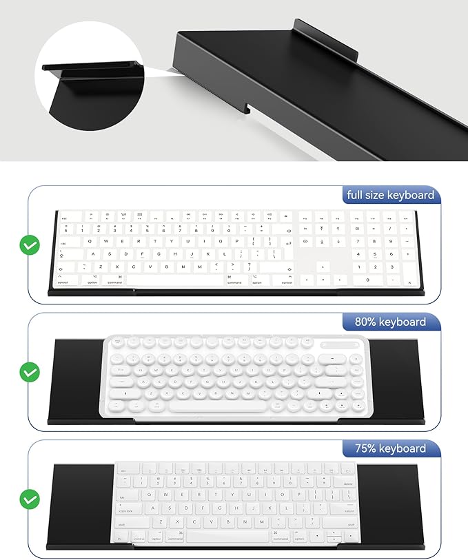 Acrylic Computer Keyboard Stand for Desktop (Black), Ergonomic Keyboard Tilted Elevated Rack Key Board Tray Holder Riser Stand for Office Home Desk Work Supplies