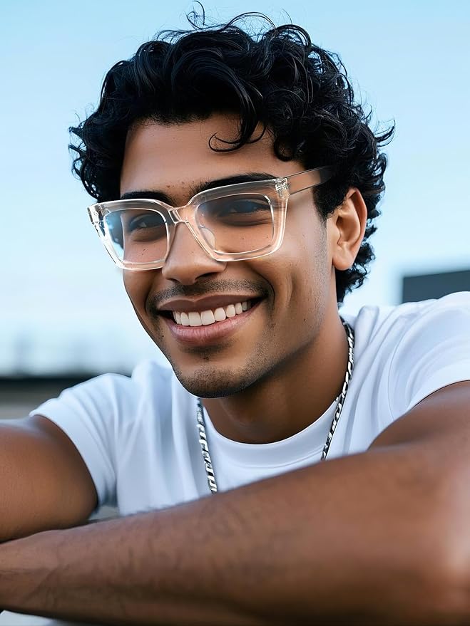 VISOONE Chunky Square Blue Light Blocking Glasses with Anti Computer Glare for Working Women Men MONTANA