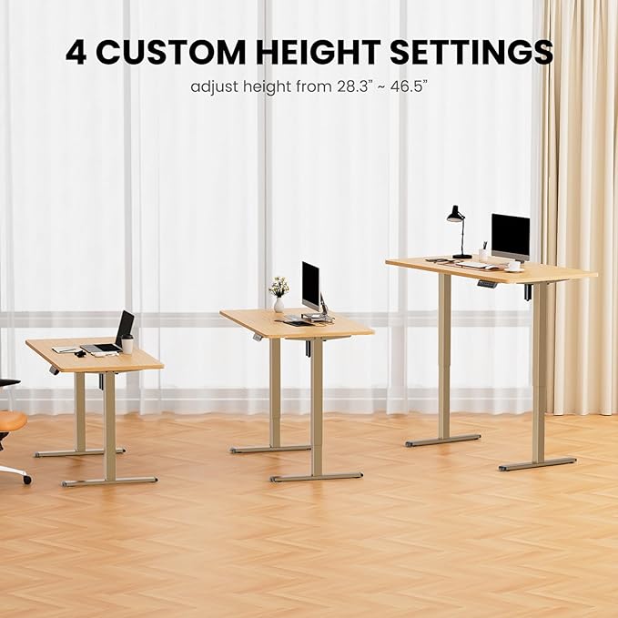 ErGear Electric Stand up Desk Frame,4 Memory Height Settings Height Adjustable Table Legs, Sit Stand Desk Frame Up to 47.2", Ergonomic Standing Desk Base Workstation, Gold Frame Only